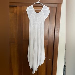 White, embroidered, short sleeve, midi-maxi sun dress.